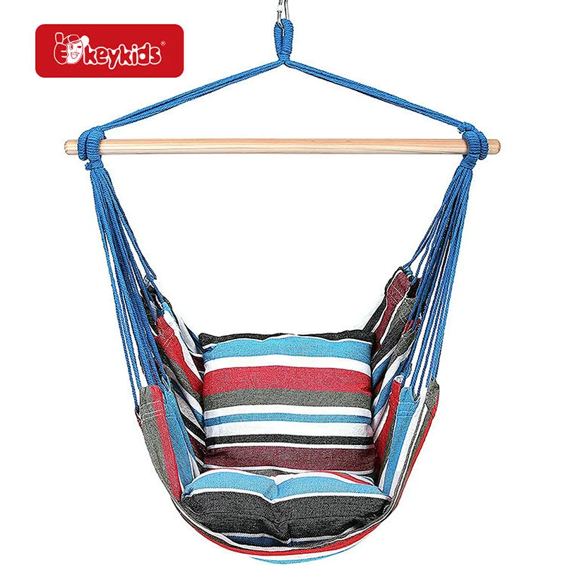 Indoor or Outdoor Hanging Rope Hammock Chair Swing Seat with Cushions W01D302
